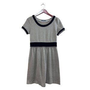 Theme Tan & Black Short Sleeve A-Line Dress M